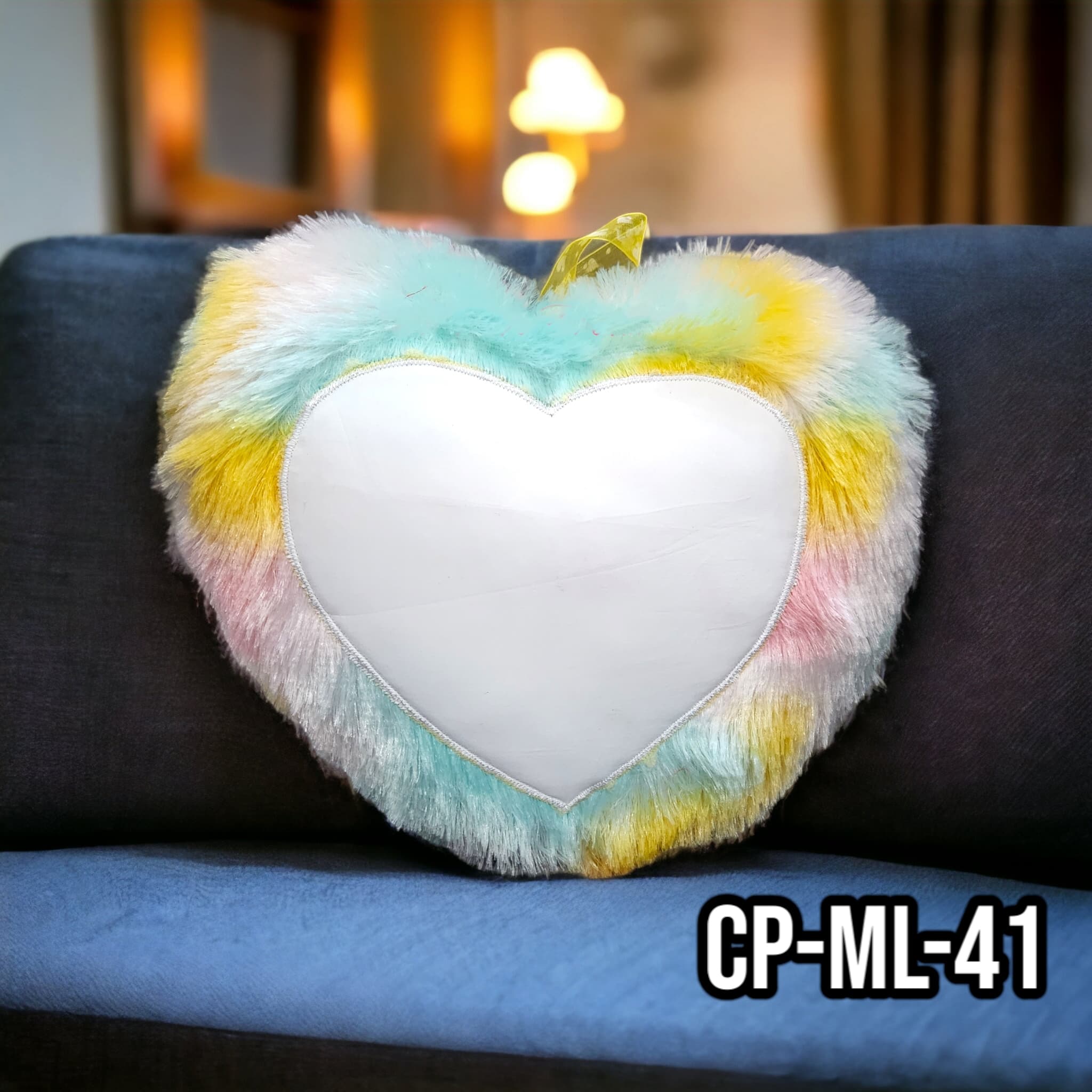 Multi Colour Furr Heart Cushion