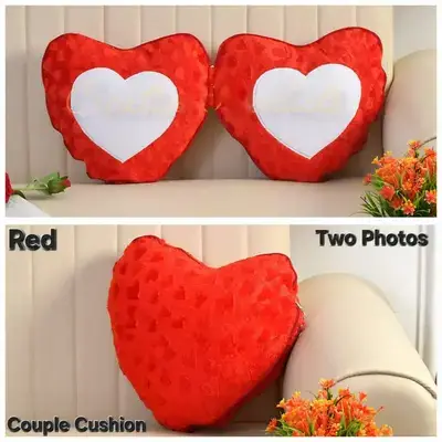 Couples Pillow with two photos heart shape