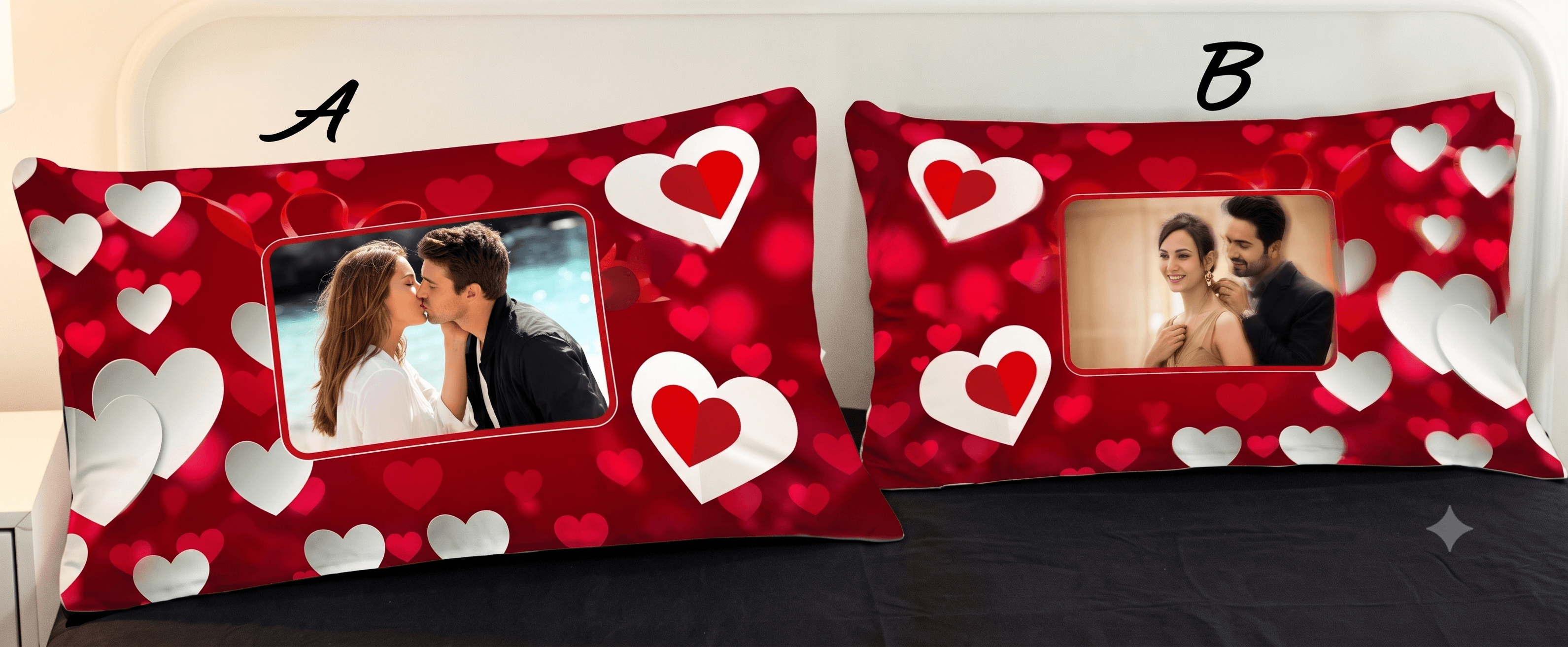 Pillow cover with hearts Red(set of 2)